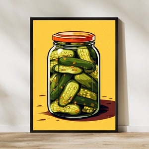Pickle Art Print | Diner Art Print | Diner Pop Art |Retro Vintage Wall Art | Food Wall Art | Home Decor
