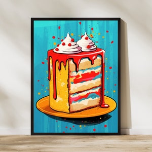Dessert Art Print | Cake Art Print | Dessert Pop Art | Restaurant Wall Art | Food Wall Art | Home Decor
