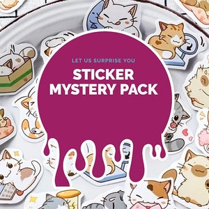 Cute Cartoon Cat Sticker Mystery Pack | Random Grab Bag |  Photo Album Notebook Scrapbook Decorative Cute Student Stationery
