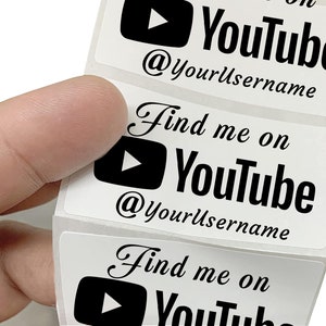 Pegatinas de nombre de usuario de YouTube personalizadas - Paquete de 5 - 1000 pegatinas para manija de pared de computadora portátil, tablero de casillero, pegatina de botella de agua, anuncio de seguidor.