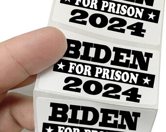 Custom Biden For Prison 2024 Stickers | 5 - 1000 Pack Laptop Wall Handle Locker Waterbottle Sticker  Perfect for Everyone Joe Biden Haters
