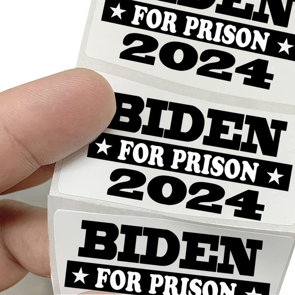 Custom Biden For Prison 2024 Stickers | 5 - 1000 Pack Laptop Wall Handle Locker Waterbottle Sticker  Perfect for Everyone Joe Biden Haters