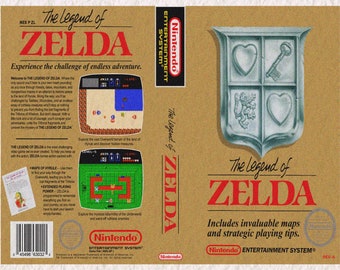 Legend of Zelda Retro Nintendo NES Video Game Box Art Reproduction Print - Zelda