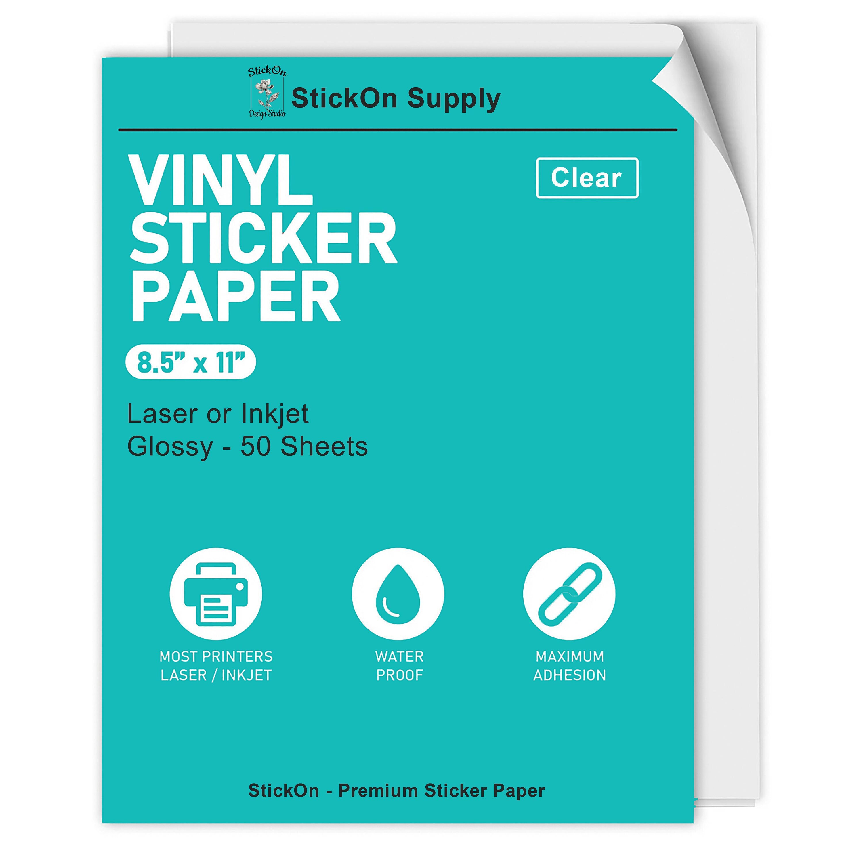 100pcs papier autocollant en vinyle imperméable à l'eau, papier autocollant  en vinyle brillant, papier autocollant en vinyle imprimable pour imprimante  à jet d'encre, blanc mat
