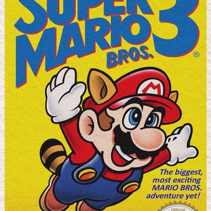 Super Mario Bros 3 Retro Nintendo NES Video Game Box Art Reproduction ...