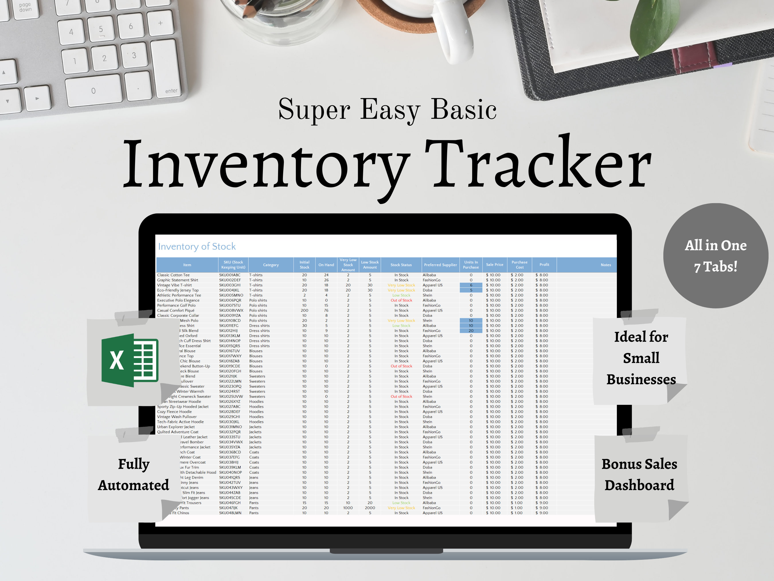 Basic Inventory Tracker Spreadsheet Microsoft Excel. Template Small ...