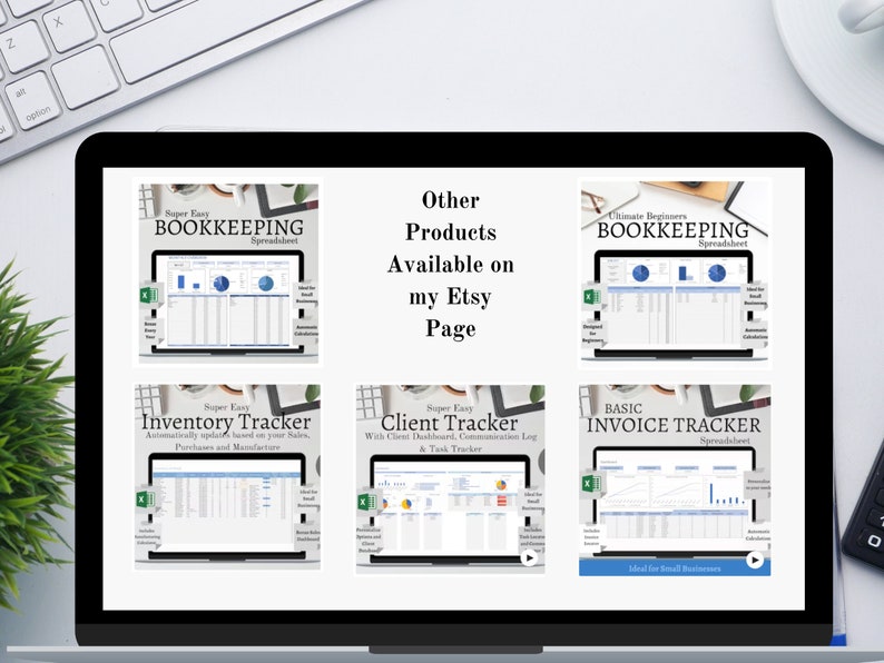 Other products available - Bookkeeping template spreadsheet. Inventory Tracker with Manufacturing calculator. Client Tracker with Client dashboard, communication log and task tracker, Basic invoice tracker.