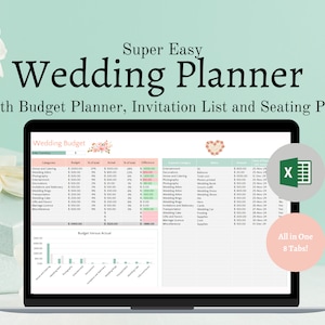 Wedding Planner Spreadsheet: Budget, Timeline, Guest List (Microsoft Excel)
