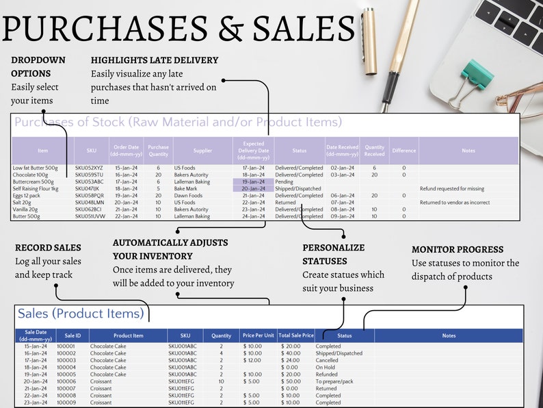 Inventory Tracker Spreadsheet: Small Business Excel Template - Etsy
