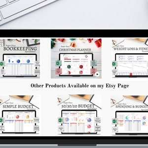 Bookkeeping Template. Bookkeeping spreadsheet. Invoice tracker. Budget template. Budget spreadsheet. Weight loss and fitness tracker. Christmas budget planner. Habit tracker. Spending and budget tracker. 50 30 20 BUDGET. Bookkeeping spreadsheet