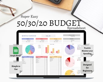 50/30/20 Budget Spreadsheet: Annual Personal Finance Tracker (Google Sheets)