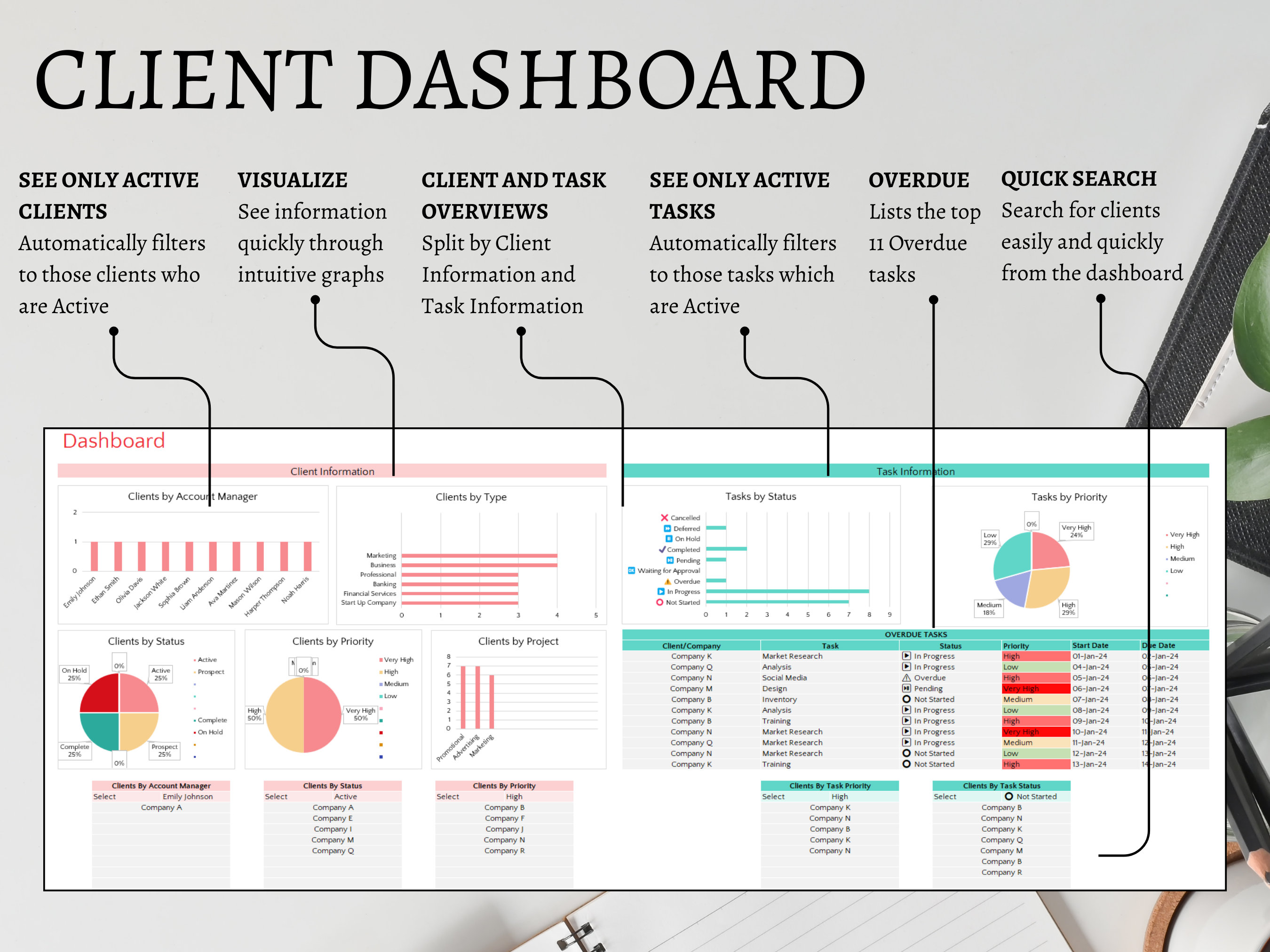 Client Tracker: CRM & Task Management Tool for Excel - Etsy