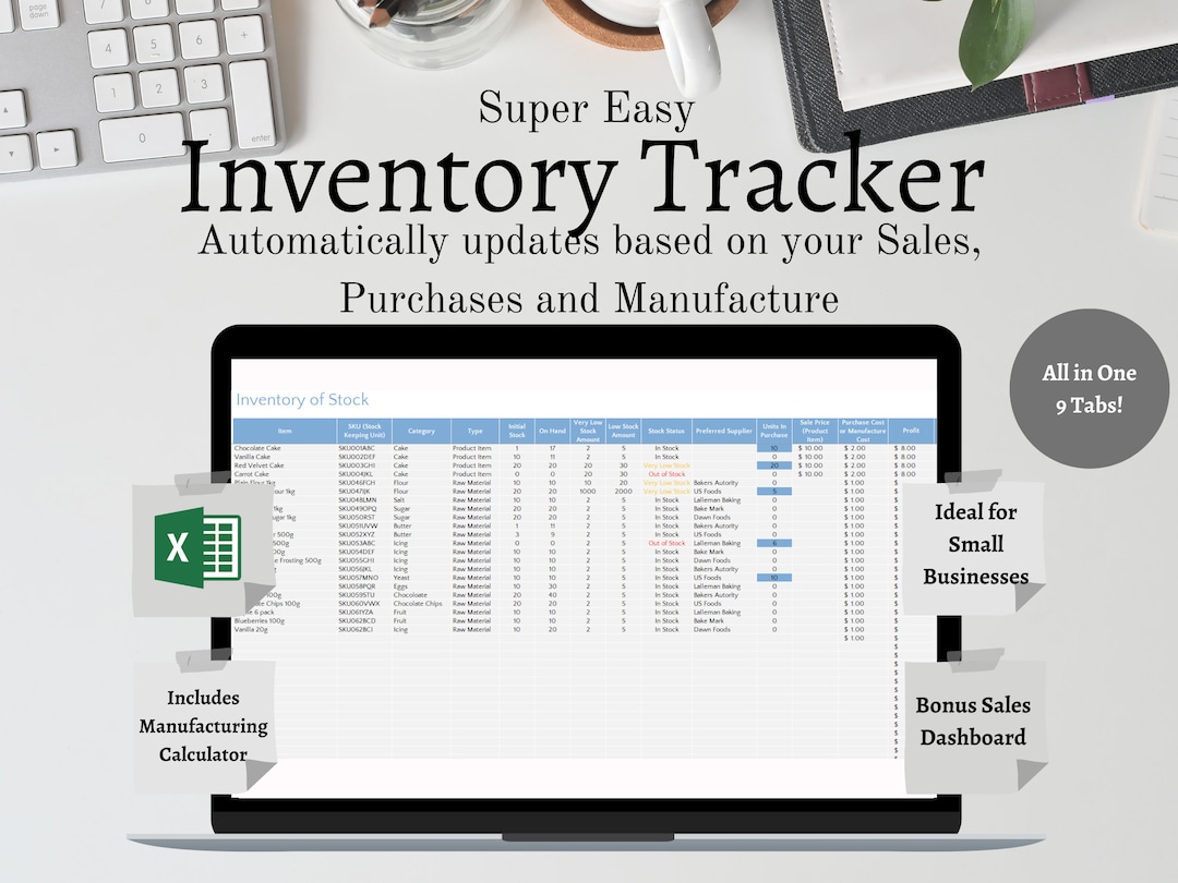 Inventory Tracker Spreadsheet: Small Business Excel Template - Etsy