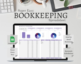 Easy Bookkeeping Template Spreadsheet for Small Businesses. Google Sheets. Bookkeeping + Accounting Tracker. Income + Expense Tracker Log.