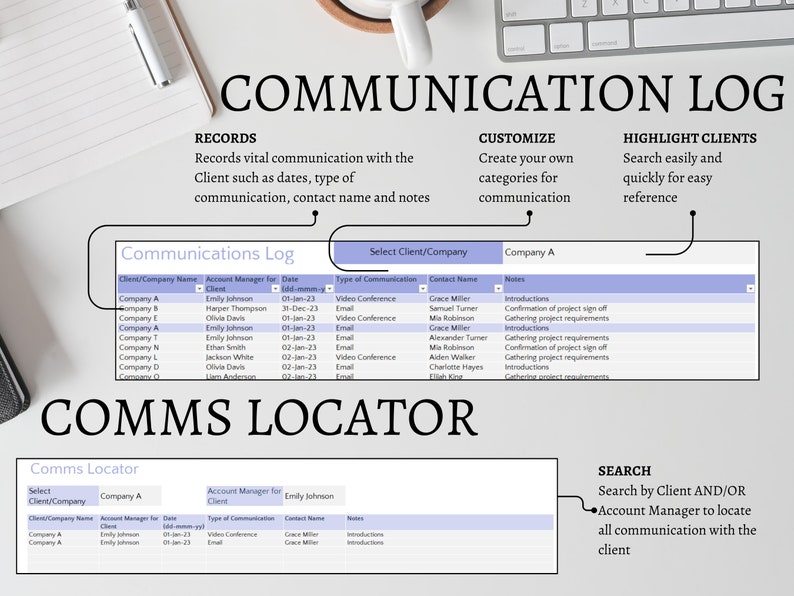Client Communication Report Client Tracker: CRM & Task Management Tool for Excel - Etsy