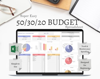 50/30/20 Budget Spreadsheet: Annual Finance Tracker (Google Sheets)