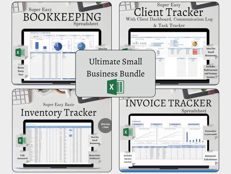 Small Business Spreadsheet Bundle: Bookkeeping, Client, Invoice ...