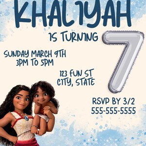 Moana 2 Birthday Invitation, disney, Digital Invitation, Customized