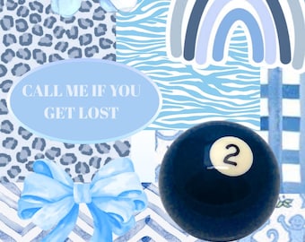 Blue Collage Phone Wallpaper Set of 2 (Digital Download)