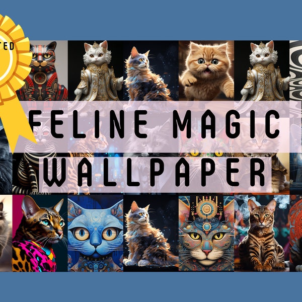 Feline Magic Screen Wall Papers - 330 + Super Powered Cats Wallpaper Prompts Pack