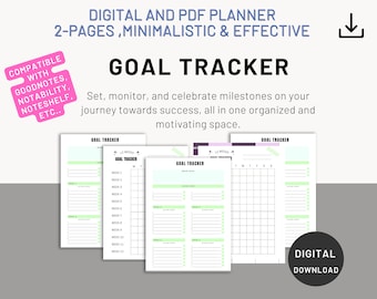 2023 2024, iPad Digital Planner,  Productivity Planner,  Goal Setting Planner, Undated, PDF-Planner, Goodnotes, Notability, Noteshelf,