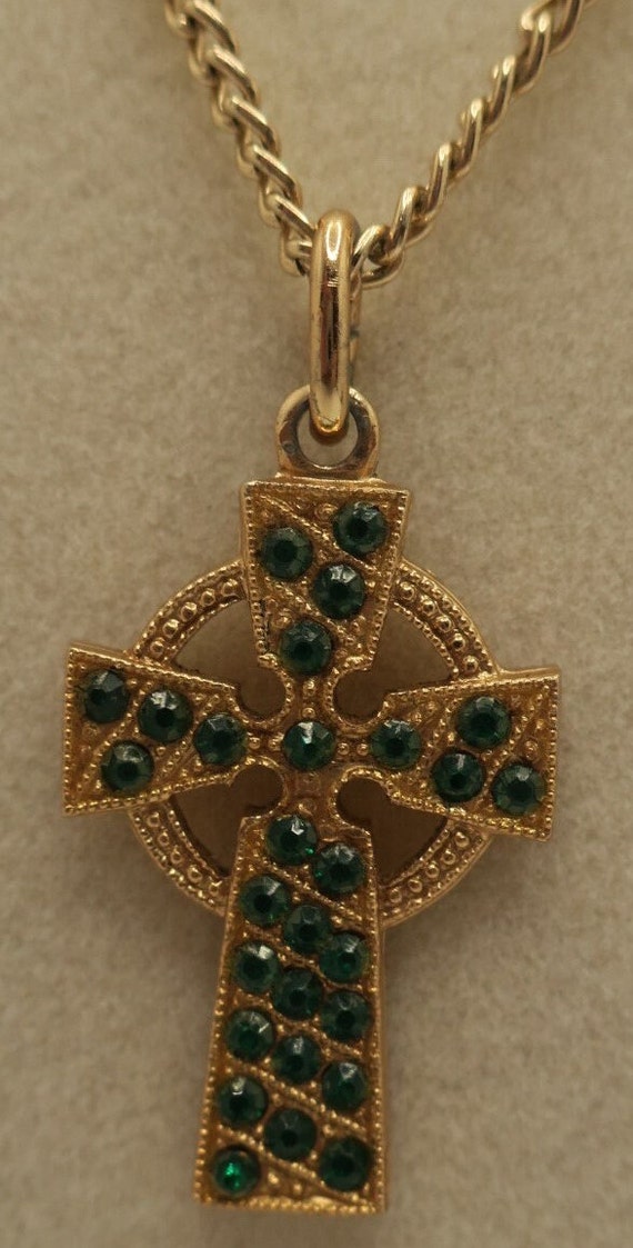 Irish Celtic Cross with Green Stones