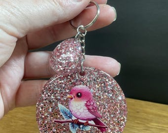 Handgjorda julnyckelringar med djurmotiv i harts, fågel, nalle, kattunge