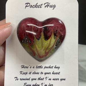Câlins poche coeur en résine faits main, câlins poche coeur en résine, câlins poche coeur, cadeau, elle, lui, enfants