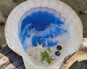 Ocean Resin Ring Dishes, Coastal Jewelry Holder