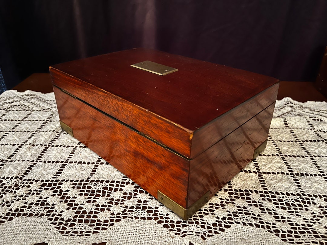 Antique Mahogany Cigar Humidor Box With Key All Original Etsy