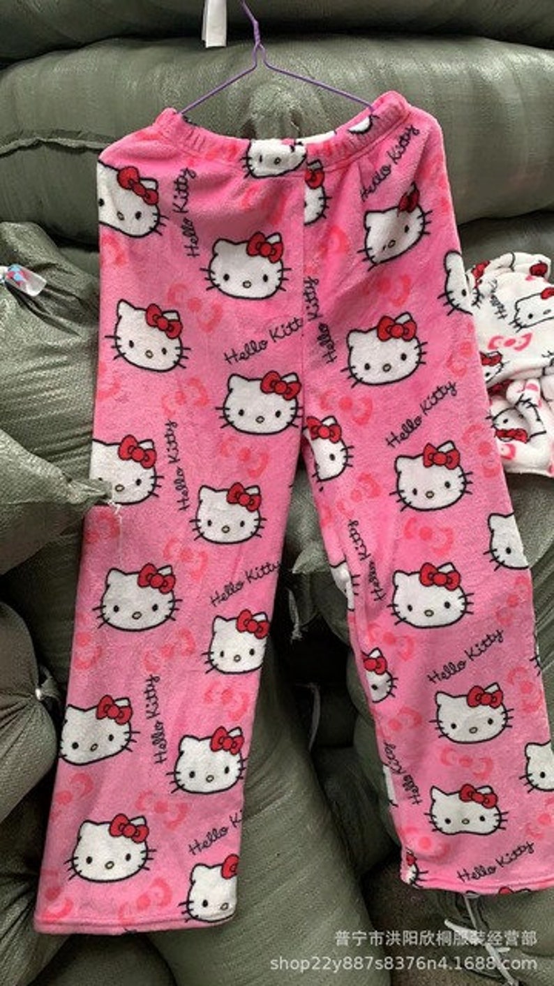 Hello Kitty Kuromi Pajama Pants Casual Pants Fleece Christmas Etsy