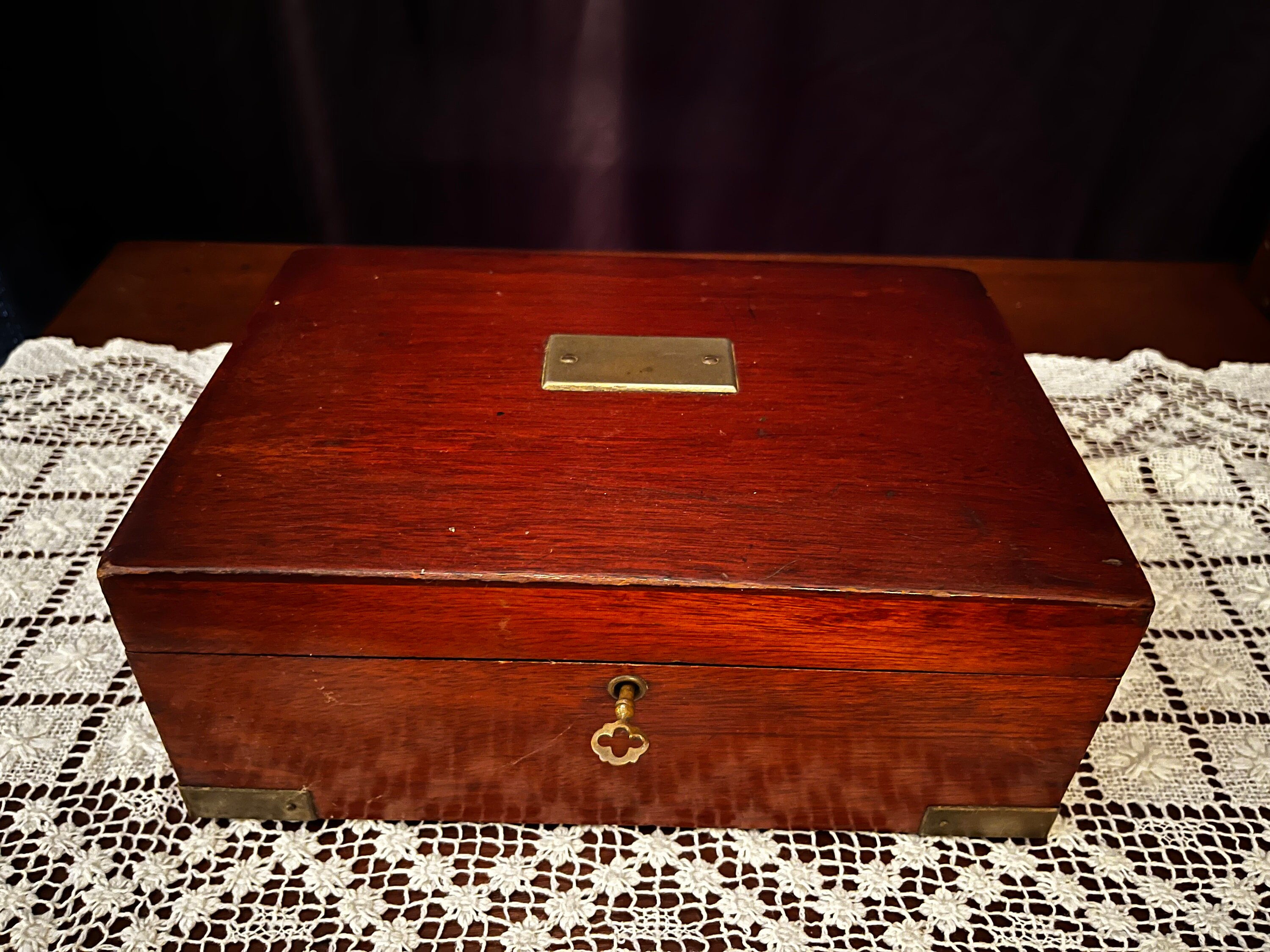 Antique Mahogany Cigar Humidor Box With Key All Original Etsy