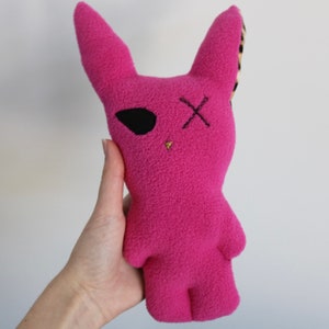 Homemade Fabric Bunny Plushie | Pink, Leopard Print Stuffed Animal