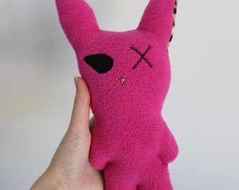 Knuffel konijn | Roze knuffeldier met luipaardprint | Origineel ontwerp
