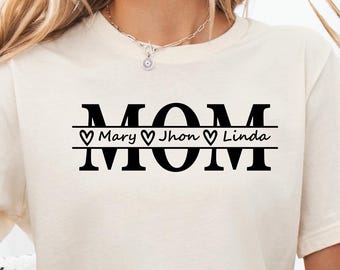 Custom Mom Shirt, Mother Day Tshirt, Kids Names Tee, Mama Gift Shirt, Gift for Mom, Cute Mama Tshirt, Personalized Mom Shirt, Mommy Shirt