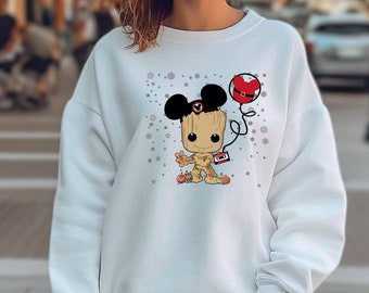 Baby Groot and Mickey Sweatshirt, Santa Groot T-shirt, Mickey Shirt, Xmas Tee, Groot Shirt, Disney Sweatshirt, Vacation Tee, Merry Christmas