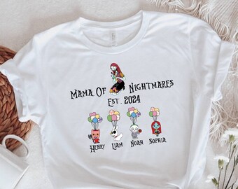 Mama Of Nightmares T-shirt, Personalized Mom Shirt, Custom Mama Horror Shirt, Spooky Mom Tee, Mothers Day Shirt, Kids Name Shirt