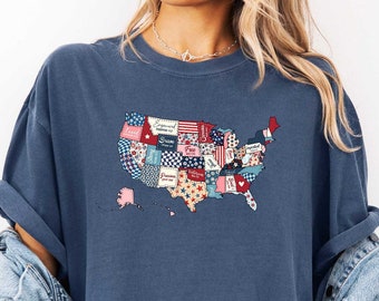 USA Map Shirt, America Tee, Memorial Day Shirt, Freedom Tshirt, Patriotic Shirt, Liberty Tee, Red White and Blue Tee, Comfort Colors