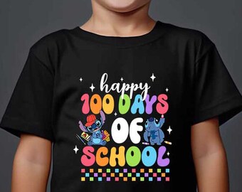 Happy 100 Days Of School Shirt, Stitch Shirt,  Happy 100th Day, Back To School, Gift For Teacher, Teacher Team Shirt, Kids School Tee