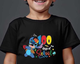 100 Days Of School T-shirt, Funny School Shirt, Disney Shirt, Stitch Shirt, School Outfit For Kids, Teacher Shirt, Gift For Student