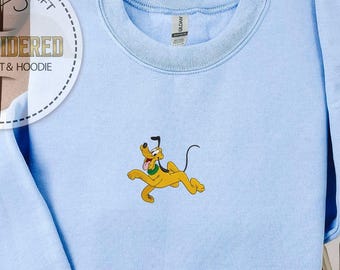 Embroidered Disney Pluto Hoodie, Disneyland Vacation Sweatshirt, Family Vacation Gift, Disney Characters Hoodie, Disney World Sweatshirt