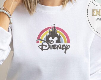 Embroidered Water Color Disney Hoodie, Disney Castle Sweatshirt, Rainbow Disney Hoodie, Disneyland Hoodie, Disney World Sweatshirt