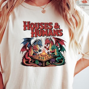 Funny Houses and Humans Shirt, Dungeons and Dragons Tshirt, Comfort Colors Gift, Retro 90s D&D T-shirt, Gift Tee for Men Women