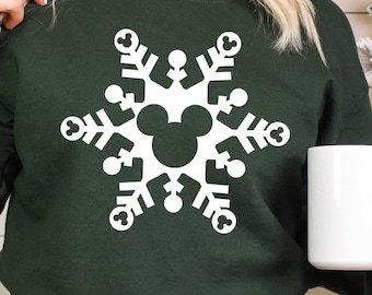 Disney Snowflake Christmas Hoodie, Mickey Head Xmas Sweatshirt, Snowflake Winter Christmas Gift, Mickey Mouse Hoodie, Christmas Gift