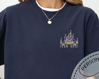 Embroidered Disney Castle Shirt, Disneyland Tshirt, Embroidery Disneyworld Tee, Disney Fan Gift, Comfort Colors Tshirt, Disney Lover