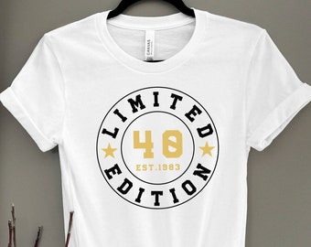 T-shirt di compleanno, camicia per età personalizzata, camicia in edizione limitata, maglietta di compleanno personalizzata, regalo per il marito, camicia papà, regalo padre, vibrazioni retrò