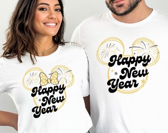 Happy New Year T-shirt, Disney Shirt, Christmas Shirt, Mickey Mouse Shirt, Minnie Mouse, Disneyworld Shirt, New Year Gift, Couple Shirts