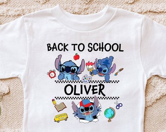 Personalized School Shirt, Stitch Disney Tee, Back To School, Preschool Shirt, Pupil Tee, Name Tee, Welcome to School, School Time Again