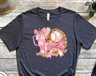 Baseball Coquette Bows Shirt, Baseball Mom Shirt, Gameday Shirt, Sports Mom Shirt, Mother's Day Shirt, Baseball Gift, Pink Bow Shirt