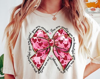 Valentine Day Shirt, Beautiful Coquette Tee, Romantic Shirt, Worthy Ribbon Tee, Flirty Tshirt, Bible Verse Tee, Lover Tee, Comfort Colors